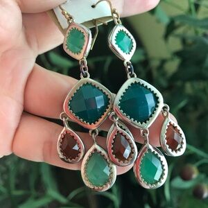 Green and Brown Dangle Earrings